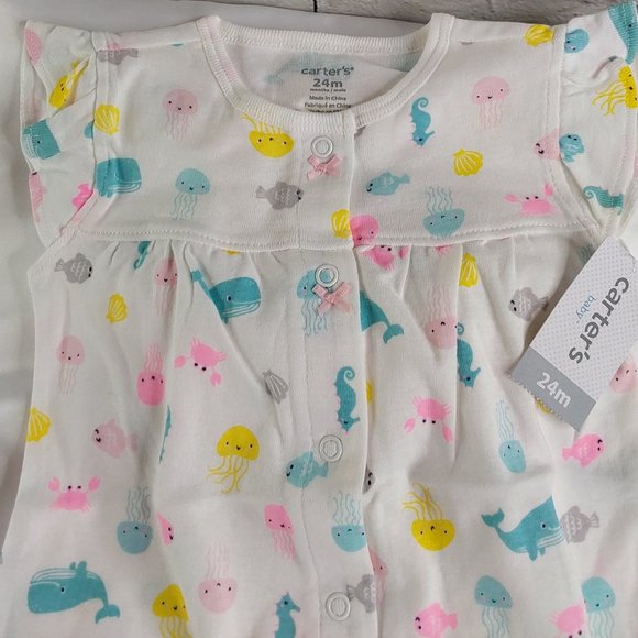 'CARTER'S' ROMPER OUTFIT SEA LIFE & WHALE ON MY BUM - Picture 8 of 11